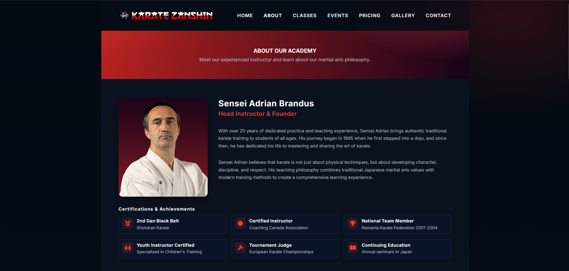 Karate Zanshin About Page