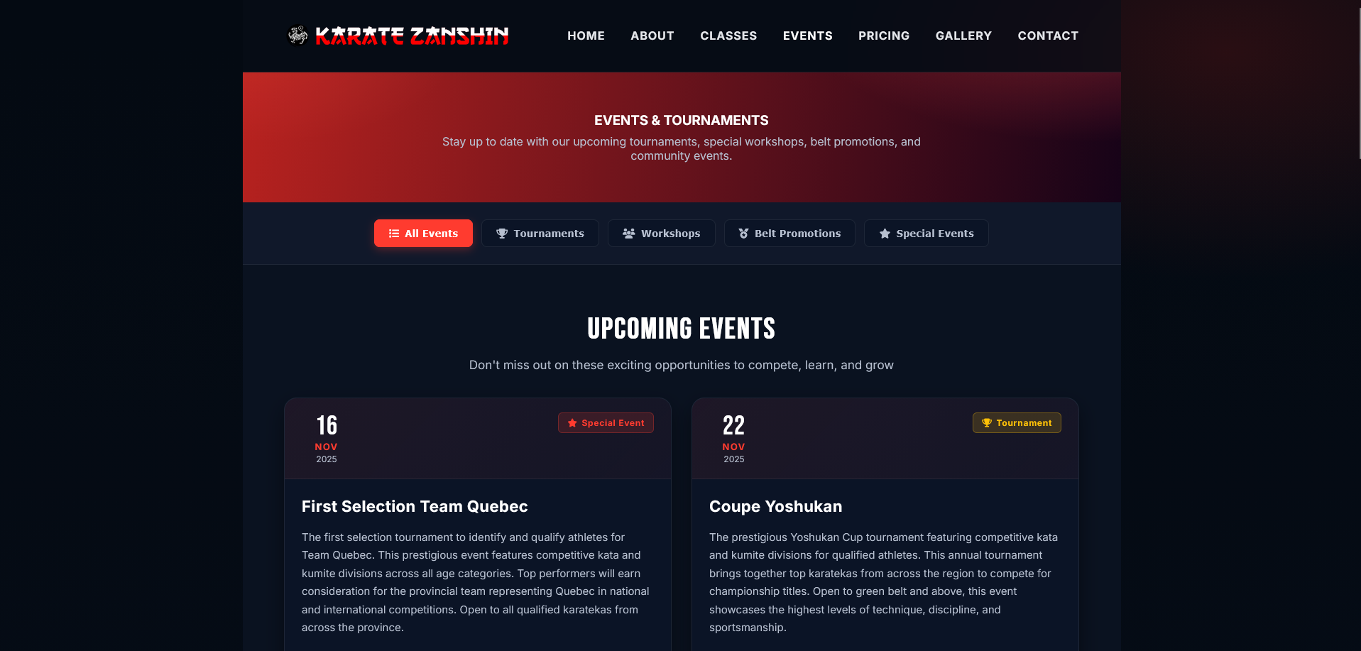 Karate Zanshin Events