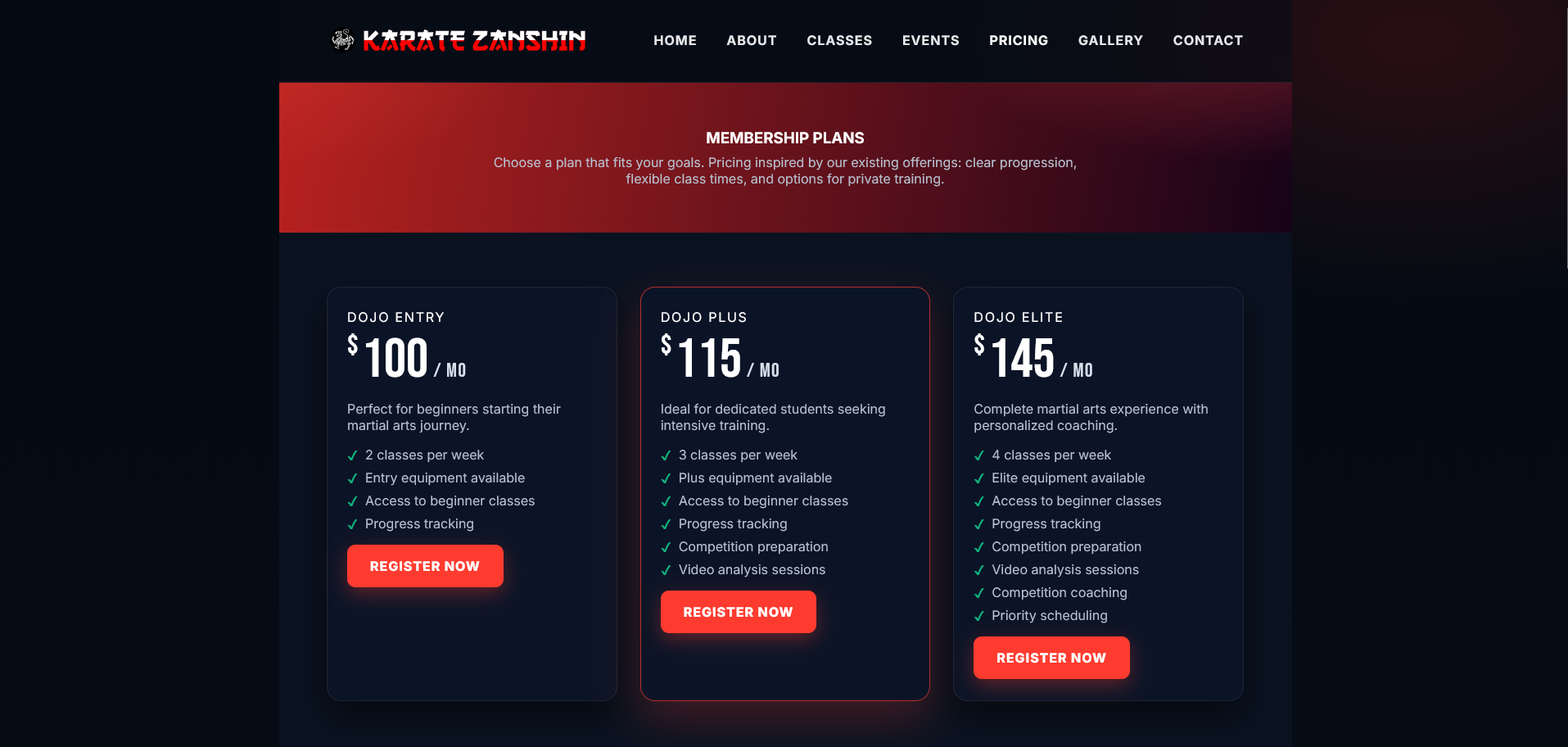 Karate Zanshin Pricing
