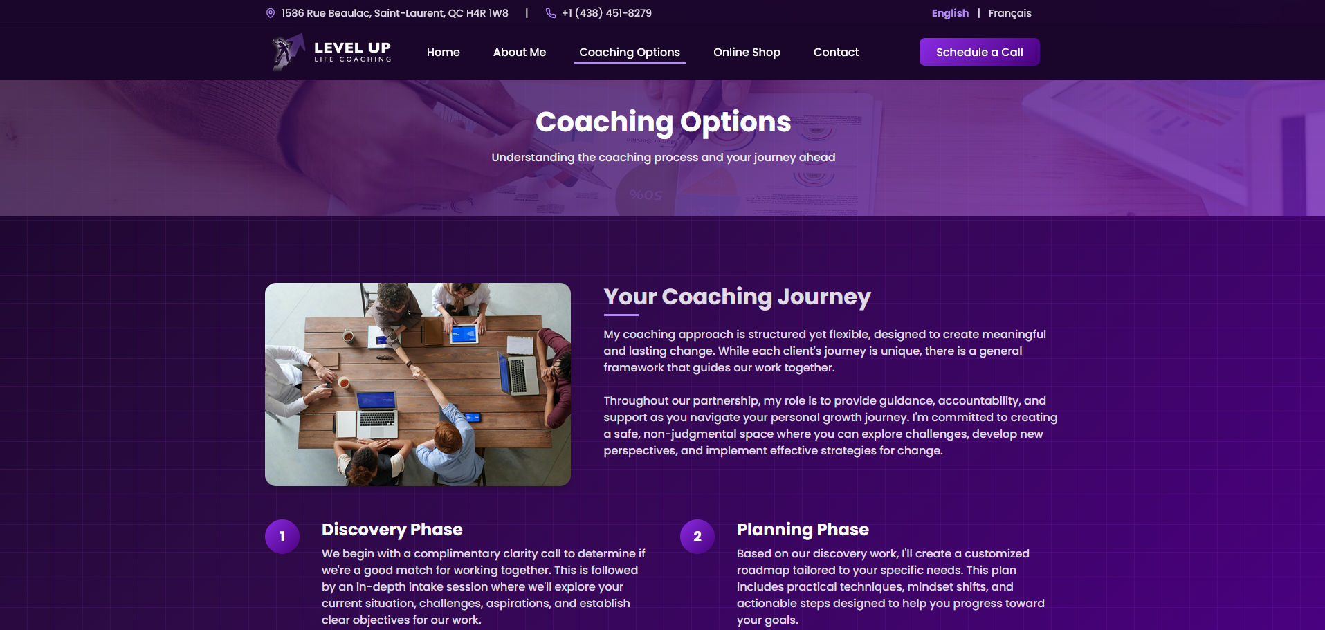 LevelUp Coach Coaching Options